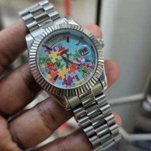 Multicolour Puzzle Pattern Dial Watch