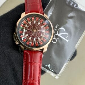 Elegant Roulette-Themed Watch – Tourbillon Look, Leather Band