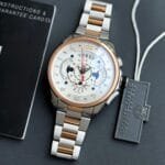 Luxury Stainless Steel Chronograph – White Face, Rose Gold Bezel (3)