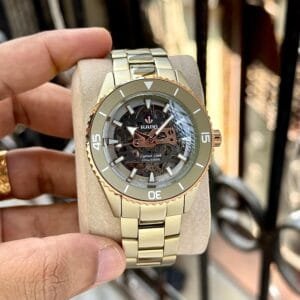 Luxury High-Tech Skeleton Watch with Gold Accents – Captain's Edition Design