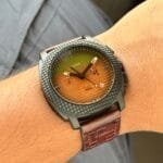 Men’s Watch with Brown Leather Strap and Textured Dial Design (2)