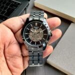 Swiss‑Style Automatic Round Case Metal Strap Watch – 6 Color Options