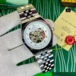 Men's Automatic Arabic Numeral Watch | Solid Steel Band with Push-Lock Buckle