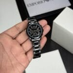 Men’s 36mm Quartz Sport Watch Black Band, Durable Mineral Crystal