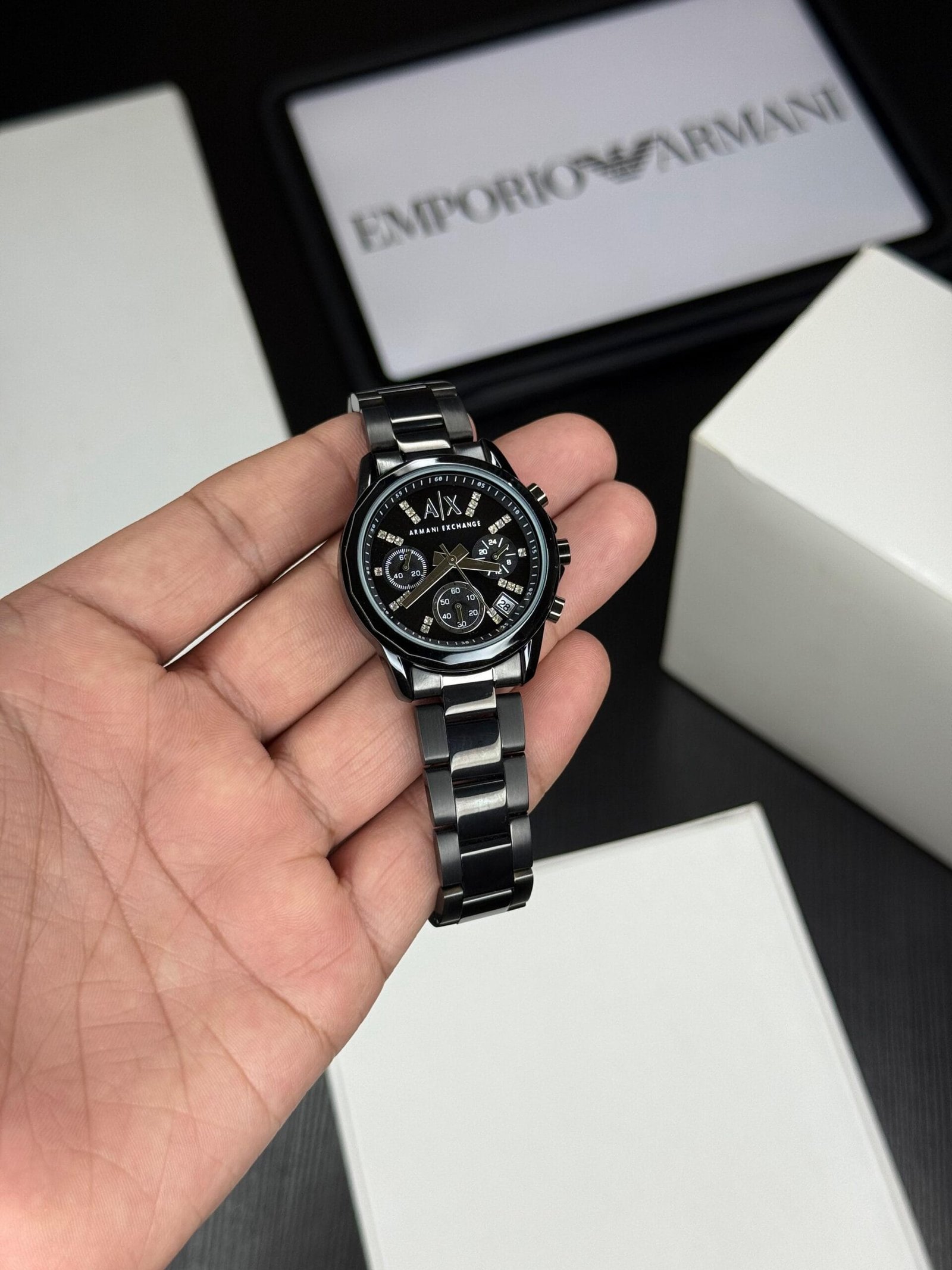 Men's 36mm Quartz Sport Watch Black Band, Durable Mineral Crystal