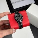 Men’s 36mm Quartz Sport Watch Black Band, Durable Mineral Crystal