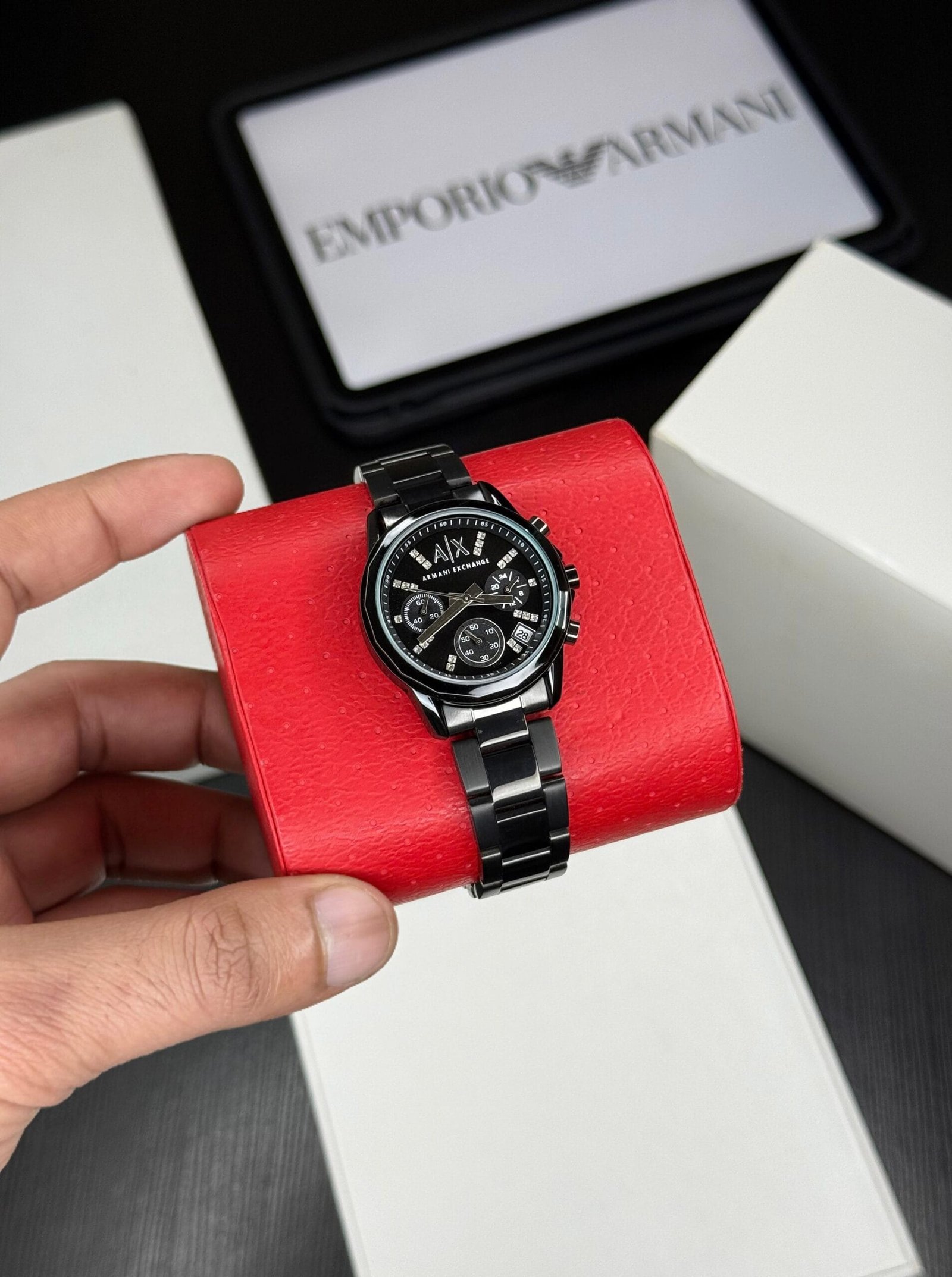 Men's 36mm Quartz Sport Watch Black Band, Durable Mineral Crystal