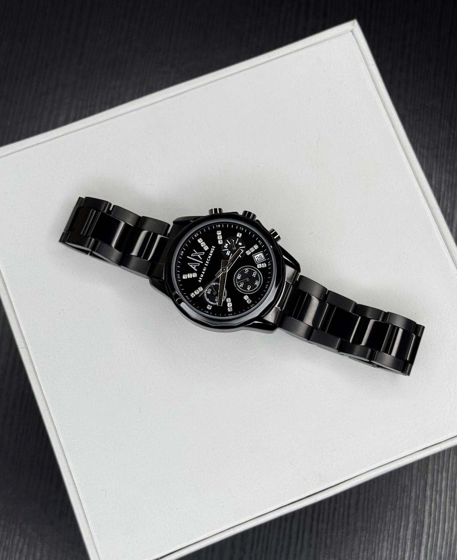 Men's 36mm Quartz Sport Watch Black Band, Durable Mineral Crystal