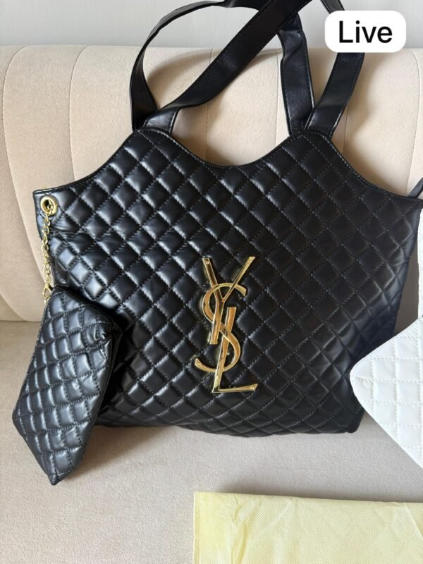 Black Quilted Maxi Shopping Bag BSBmart (4) Black Quilted Maxi Shopping Bag BSBmart
