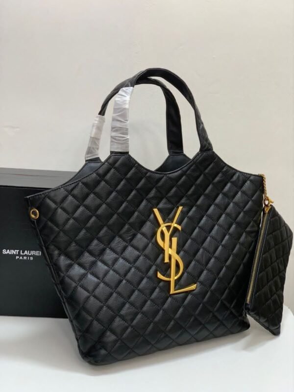 Black Quilted Maxi Shopping Bag BSBmart (5) Black Quilted Maxi Shopping Bag BSBmart