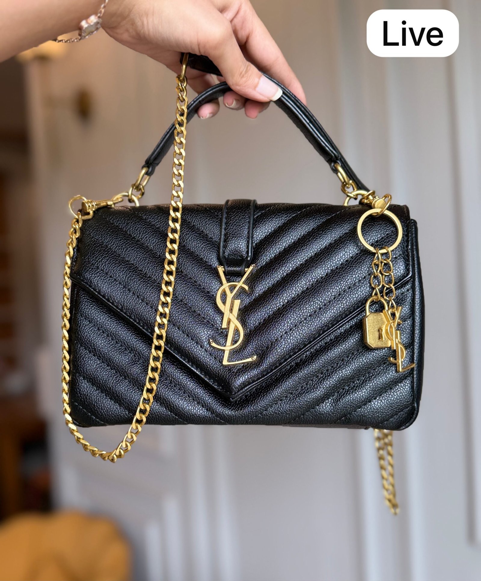 Quilted Chain Bag with Lock Charm BSBmart