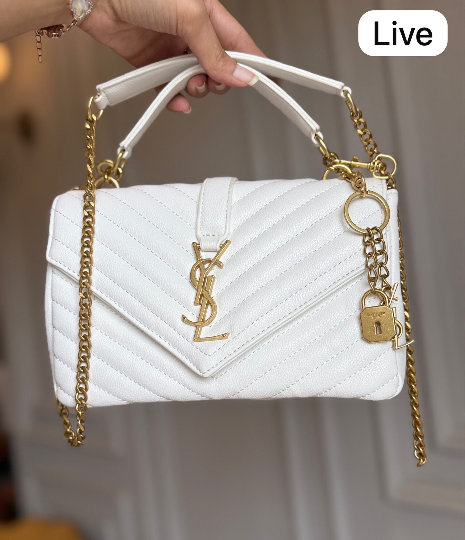Quilted Chain Bag with Lock Charm BSBmart