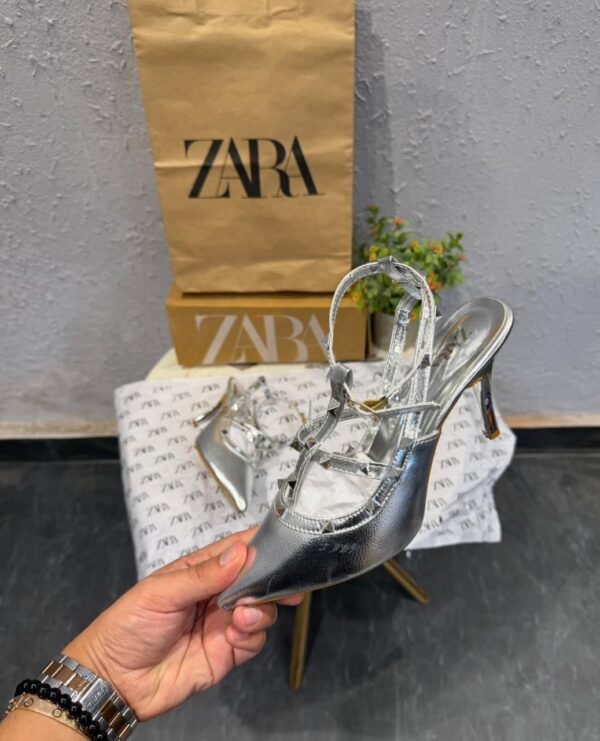 Silver Studded Stiletto Pumps for Women
