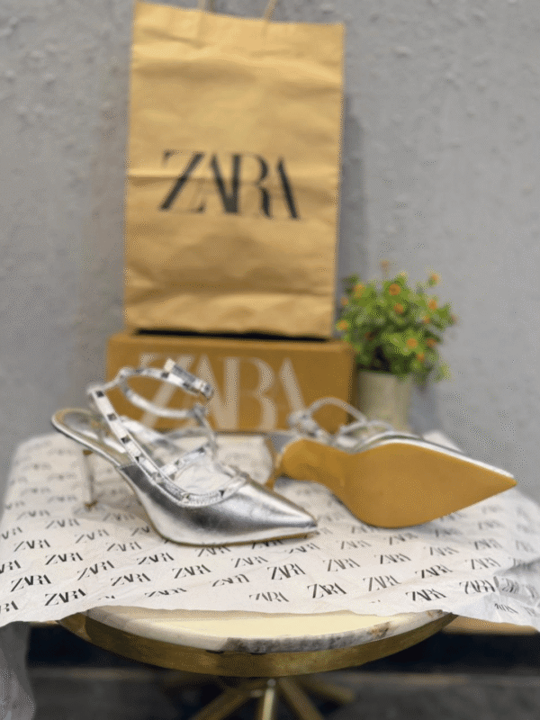 Silver Studded Stiletto Pumps for Women