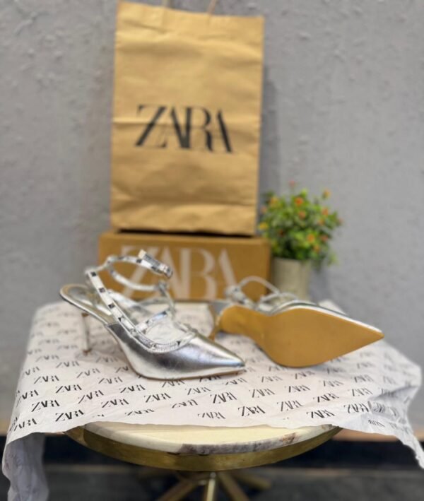 Silver Studded Stiletto Pumps for Women