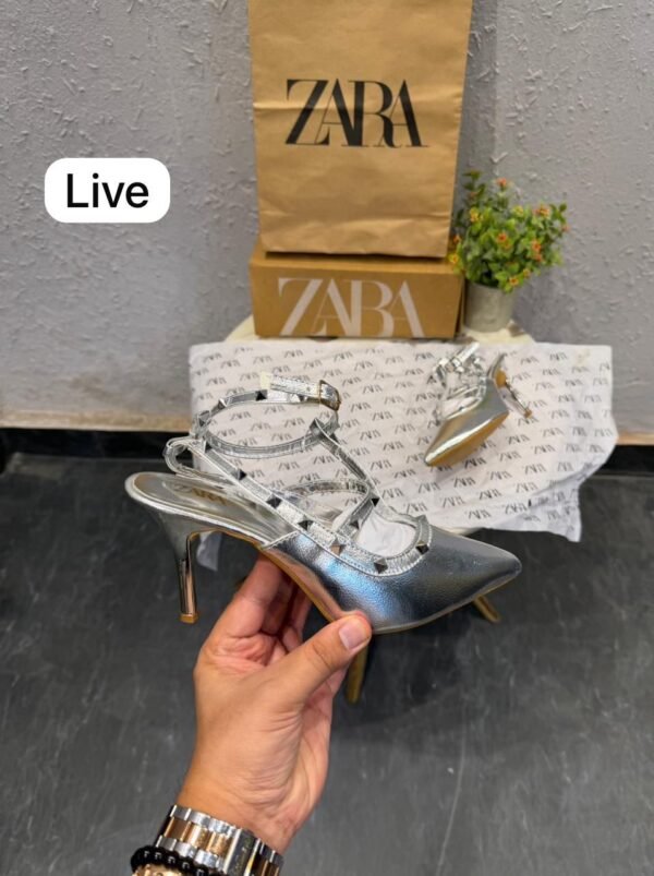 Silver Studded Stiletto Pumps for Women