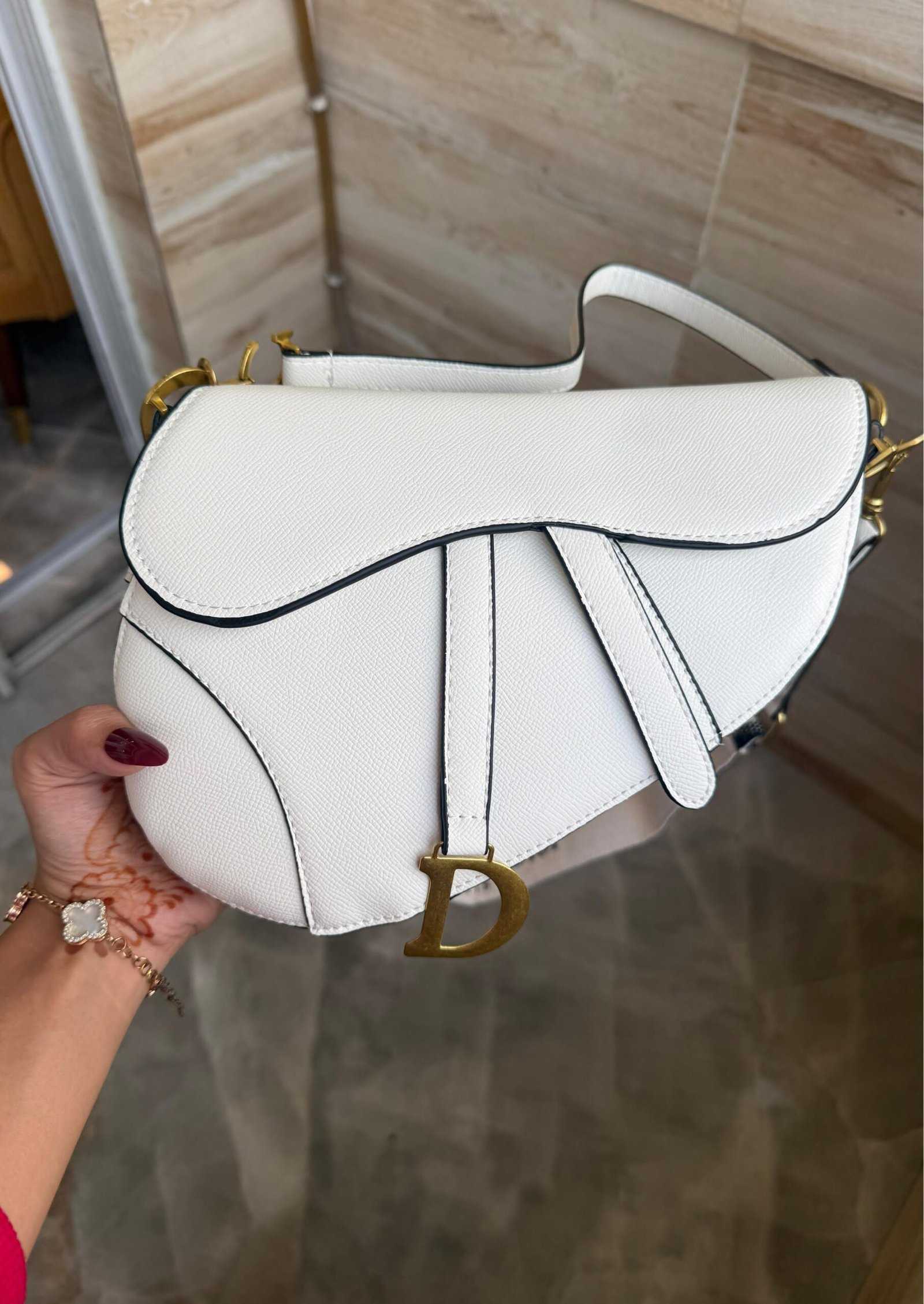White Curved Shoulder Bag for Women | BSBmart