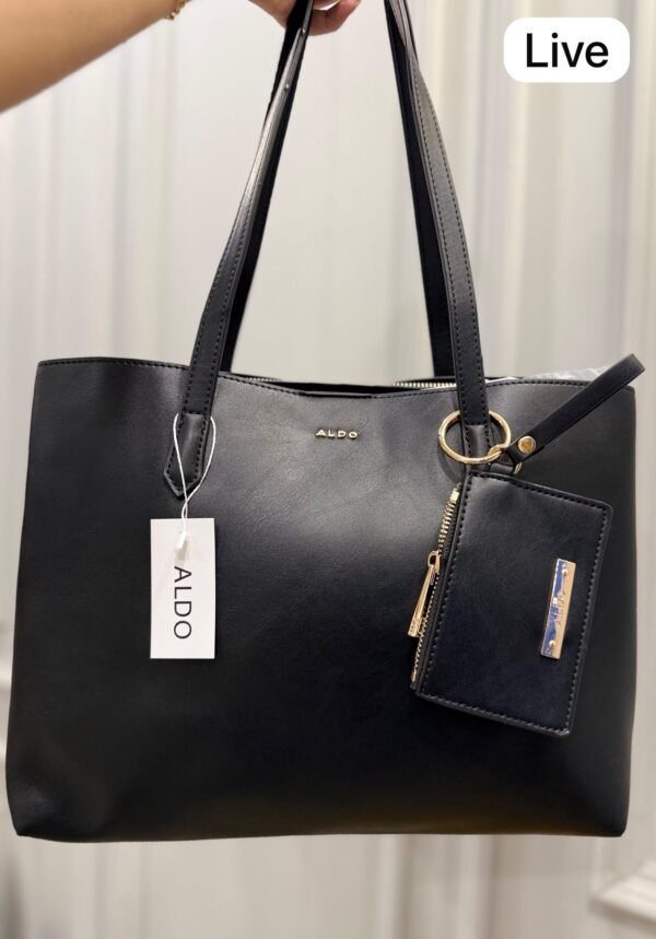 Black Textured Tote Bag Set for Women | BSBmart