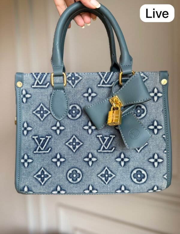 Denim Blue Tote Bag with Lock Detail BSBmart
