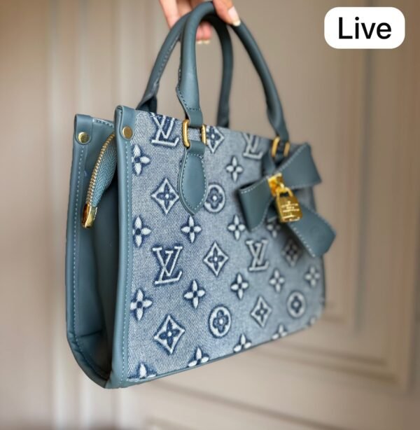 Denim Blue Tote Bag with Lock Detail BSBmart