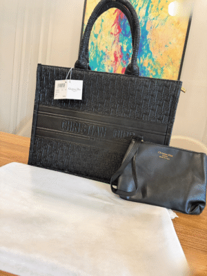 Midnight Monogram Large Carry Tote with Pouch