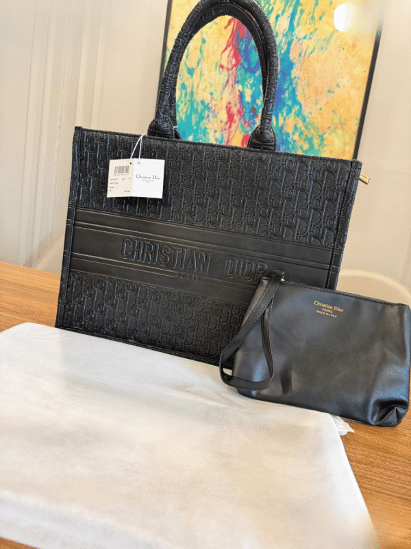 Midnight Monogram Large Carry Tote with Pouch