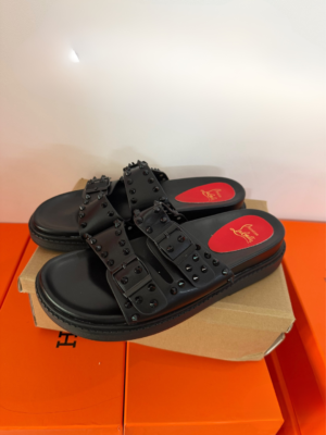 Black Double Strap Slide Sandals for Women | BSBmart