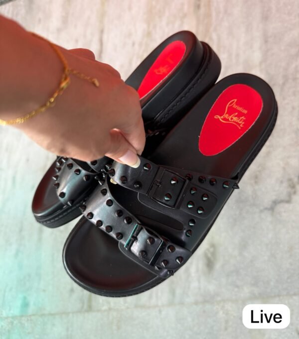 Black Double Strap Slide Sandals for Women | BSBmart