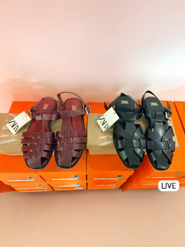 Fisherman Flat Sandals for Women Black & Maroon