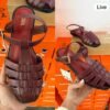 Fisherman Flat Sandals for Women Black & Maroon