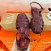 Fisherman Flat Sandals for Women Black & Maroon