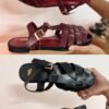 Fisherman Flat Sandals for Women Black & Maroon