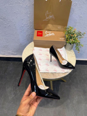Glossy Black Heels with Red Sole | BSBmart