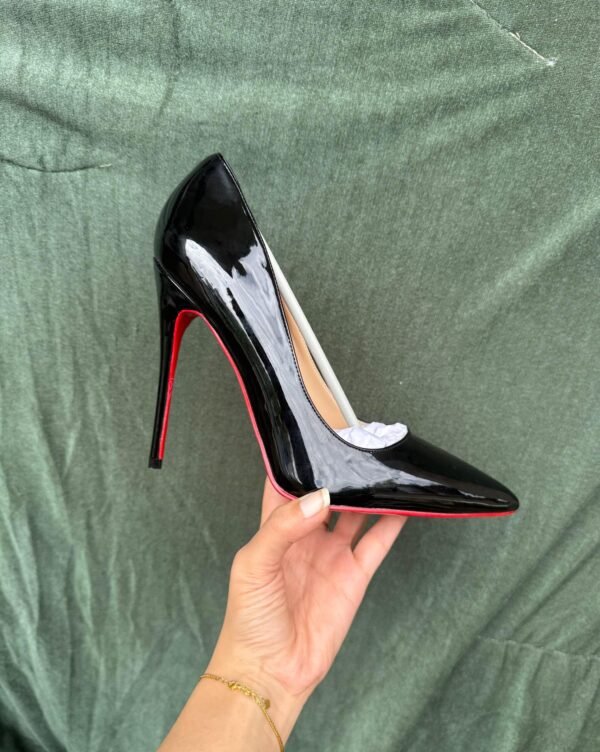 Glossy Black Heels with Red Sole | BSBmart