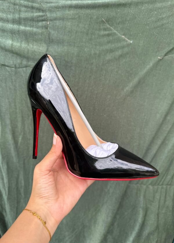 Glossy Black Heels with Red Sole | BSBmart