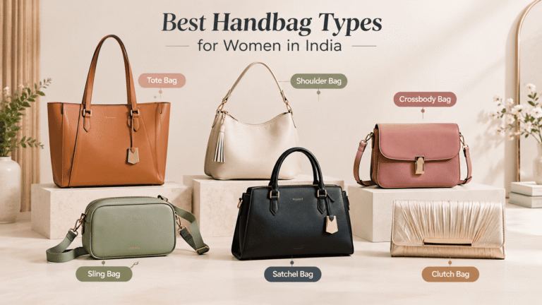Best Handbags for Women in India including tote, shoulder, crossbody, sling, satchel and clutch bags