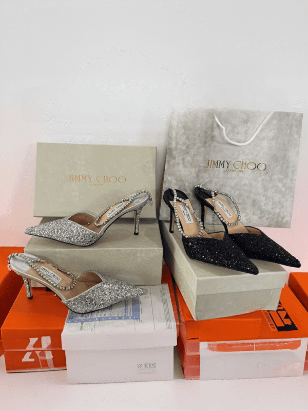 Black & Silver Crystal Heels for Women BSBmart (1) Black & Silver Crystal Heels for Women | BSBmart