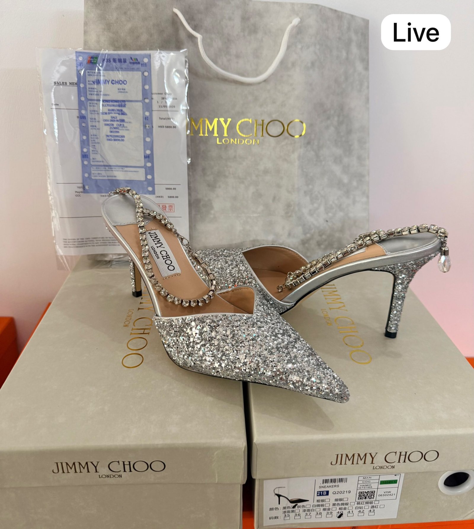 Black & Silver Crystal Heels for Women | BSBmart