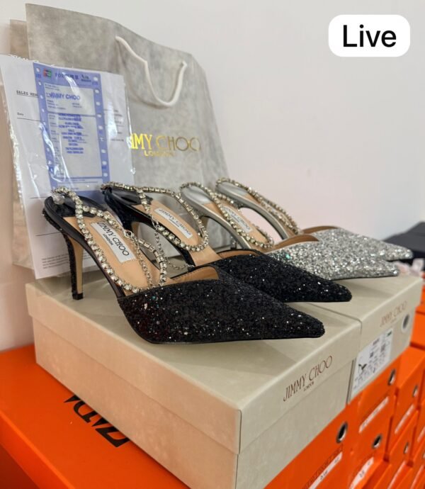 Black & Silver Crystal Heels for Women BSBmart (4) Black & Silver Crystal Heels for Women | BSBmart