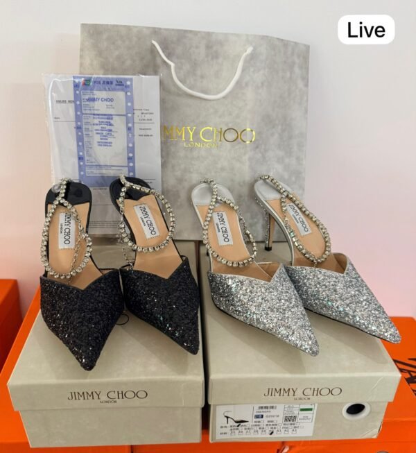 Black & Silver Crystal Heels for Women BSBmart (5) Black & Silver Crystal Heels for Women | BSBmart