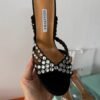Black & Silver Heels for Women Stylish Strappy Design