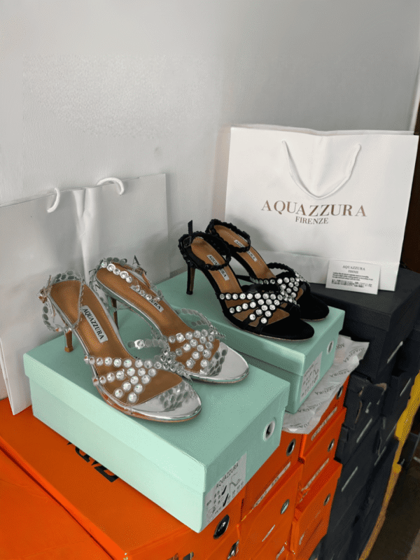 Black & Silver Heels for Women Stylish Strappy Design