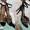 Black & Silver Heels for Women Stylish Strappy Design
