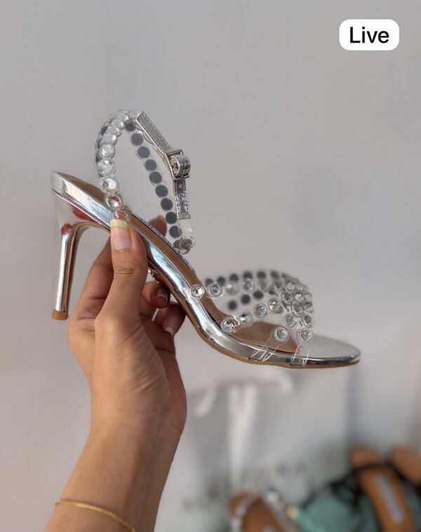 Black & Silver Heels for Women Stylish Strappy Design