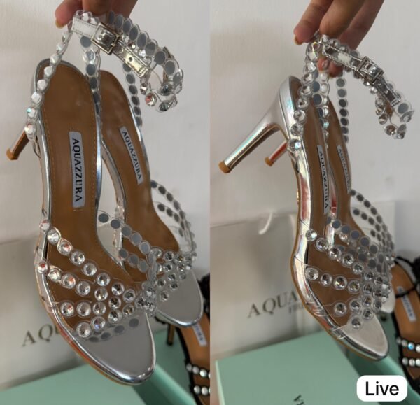 Black & Silver Heels for Women Stylish Strappy Design