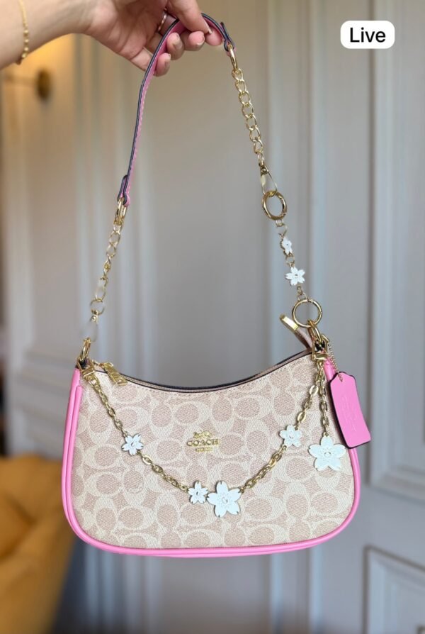 Teri Style Shoulder Bag with Flower Charm Chain