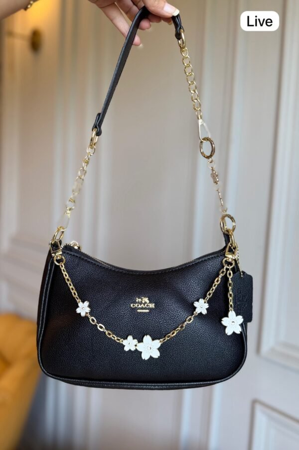 Teri Style Shoulder Bag with Flower Charm Chain